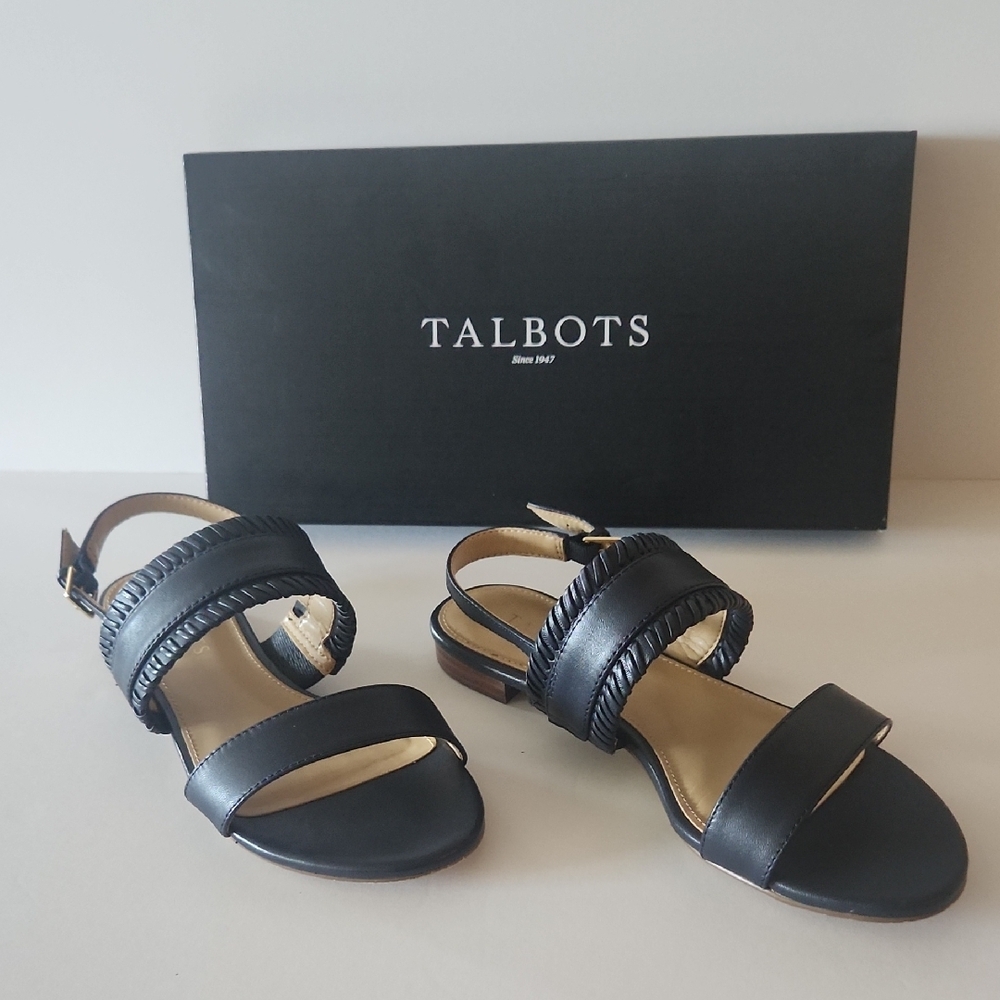 Talbots Indigo Blue Leather Sandals, 6.5 M, EUC